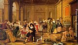 Scene Canvas Paintings - Banquet Scene in a Renaissance Hall